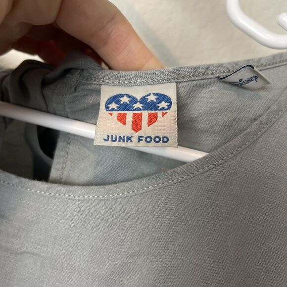 Disney Junk Food Romper Womens Large Gray Sleeveless Tie Back Mickey Mouse - Picture 3 of 8